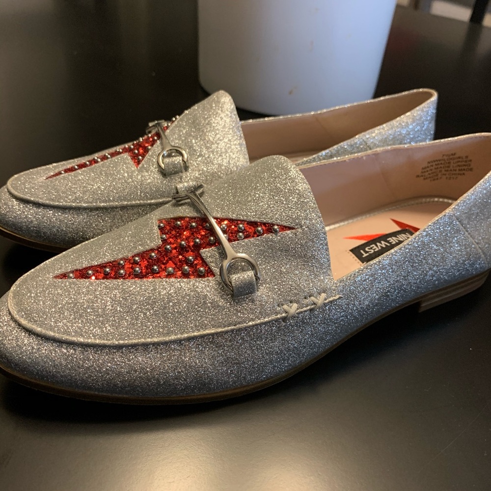 Nine West silver flats